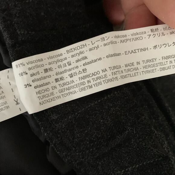 Zara Woman Pin Striped Cuffed Leg Textured Pants Career Work Trouser Large - Picture 10 of 10